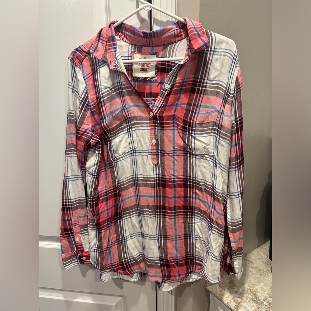 Women’s SO Plaid Shirt Large Juniors Pink NWT